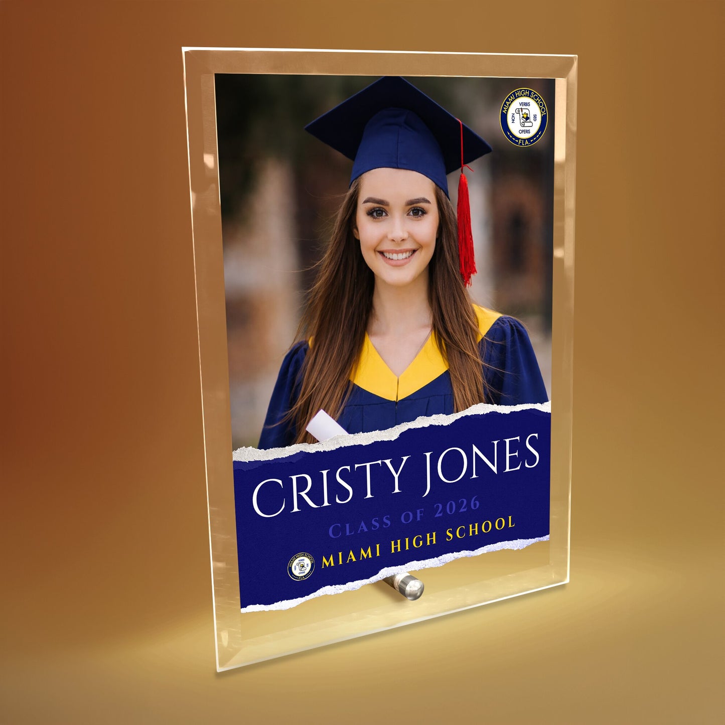 Miami High School Glass Plaque Design 3