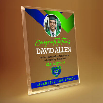 Riverbend High School Glass Plaque Design 1