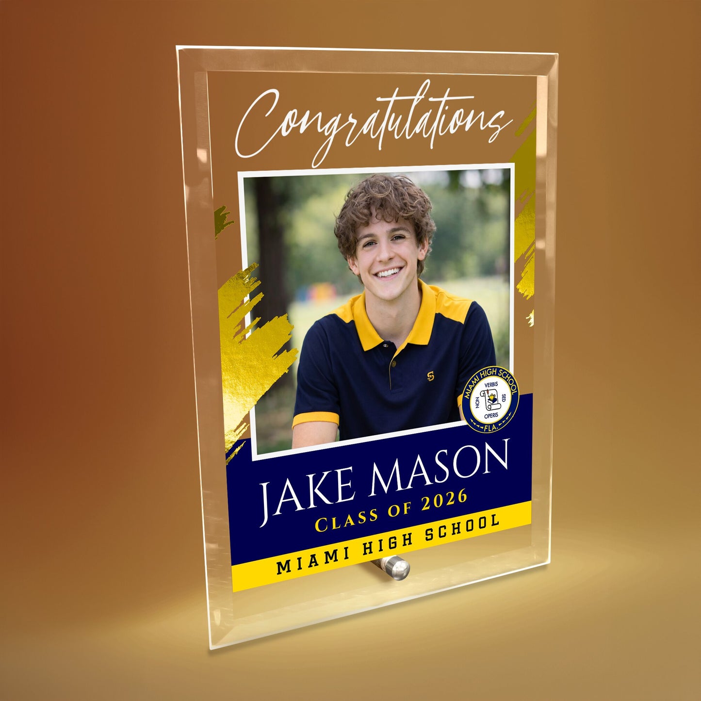 Miami High School Glass Plaque Design 5