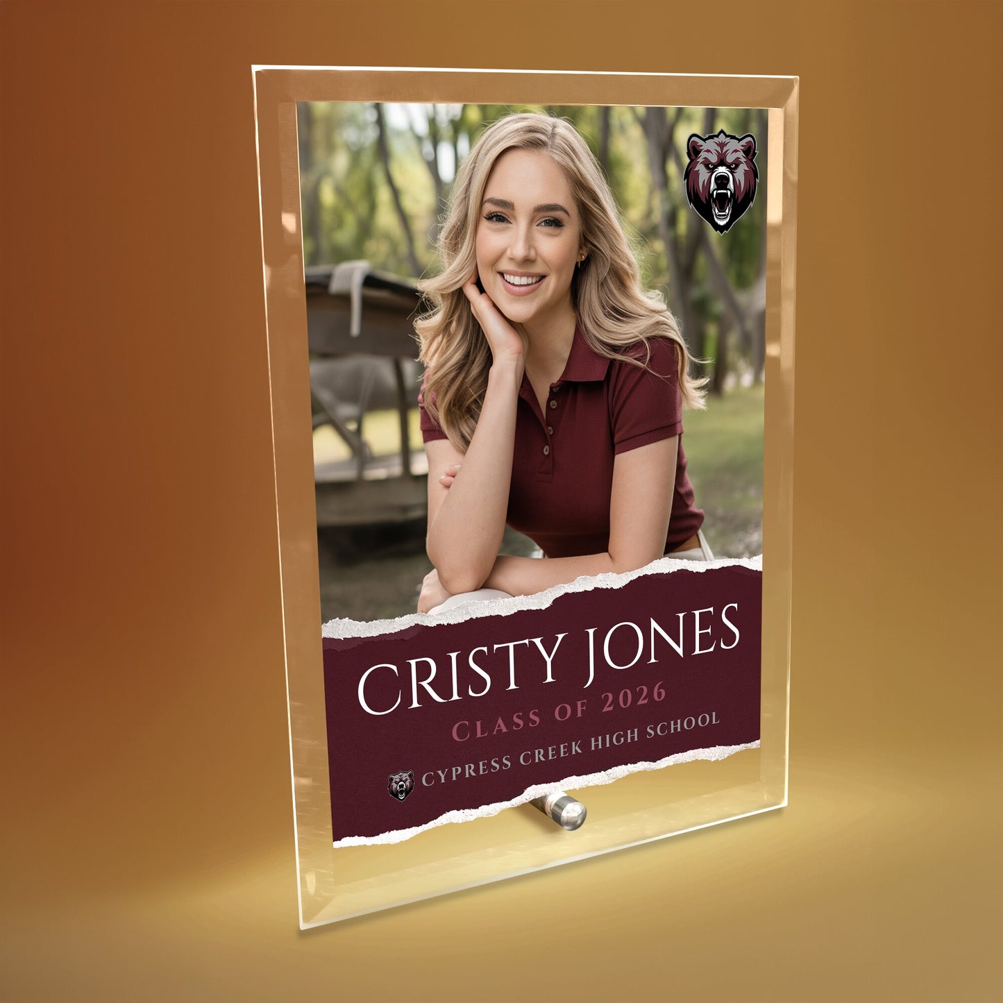 Cypress Creek High School Glass Plaque Design 3