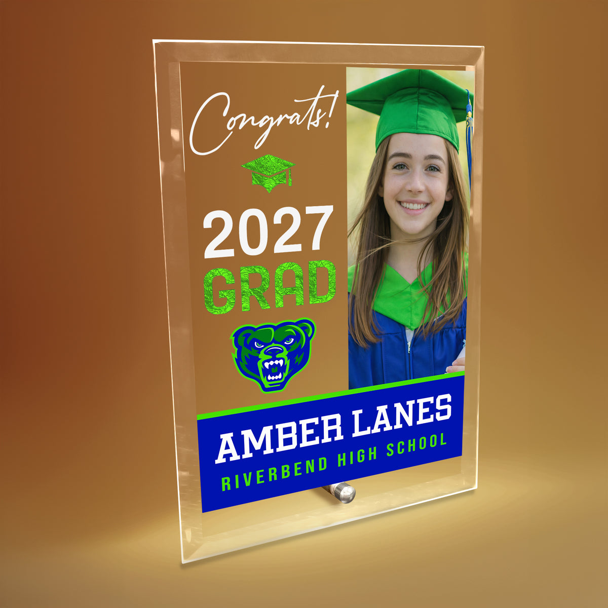 Riverbend High School Glass Plaque Design 4