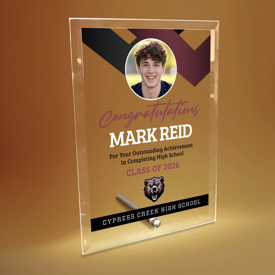 Cypress Creek High School Glass Plaque Design 1