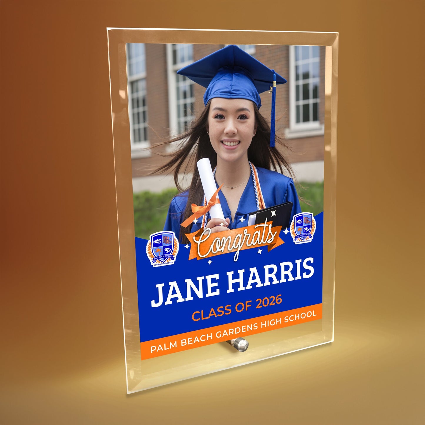 Palm Beach Gardens High School Glass Plaque Design 6