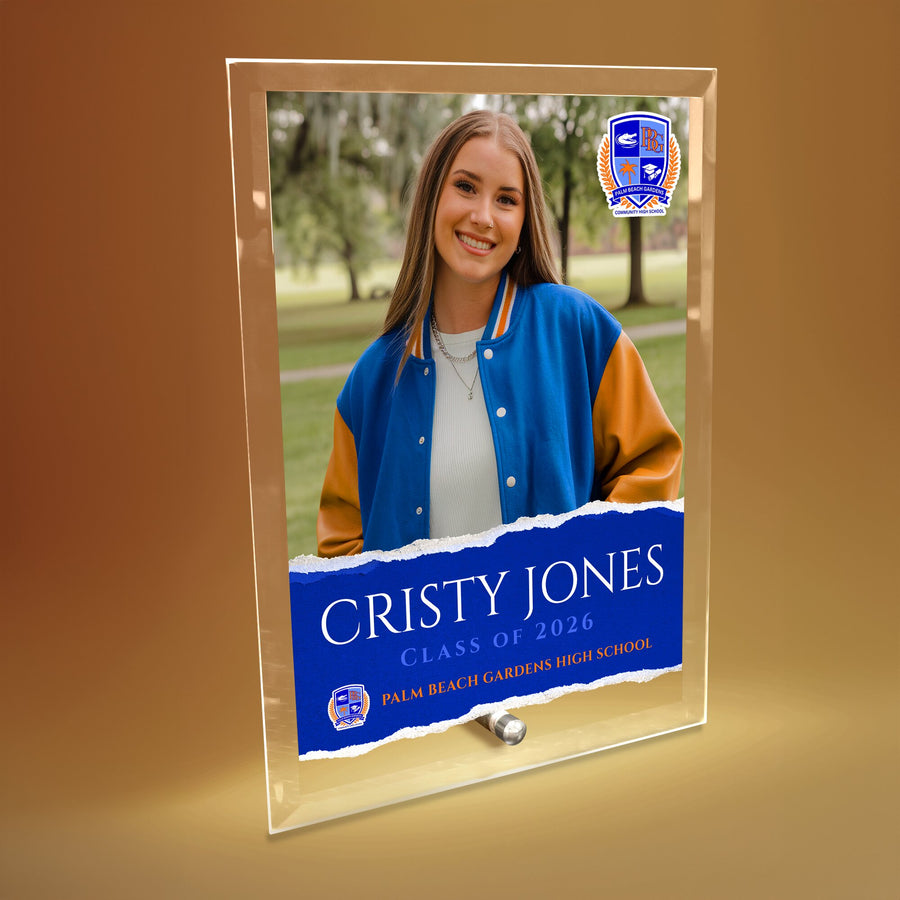 Palm Beach Gardens High School Glass Plaque Design 3