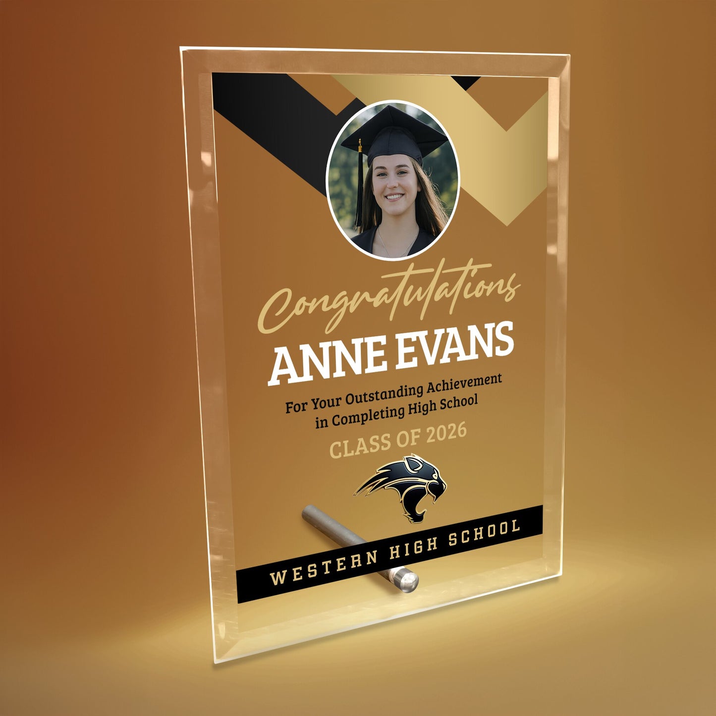 Western High School Glass Plaque Design 1