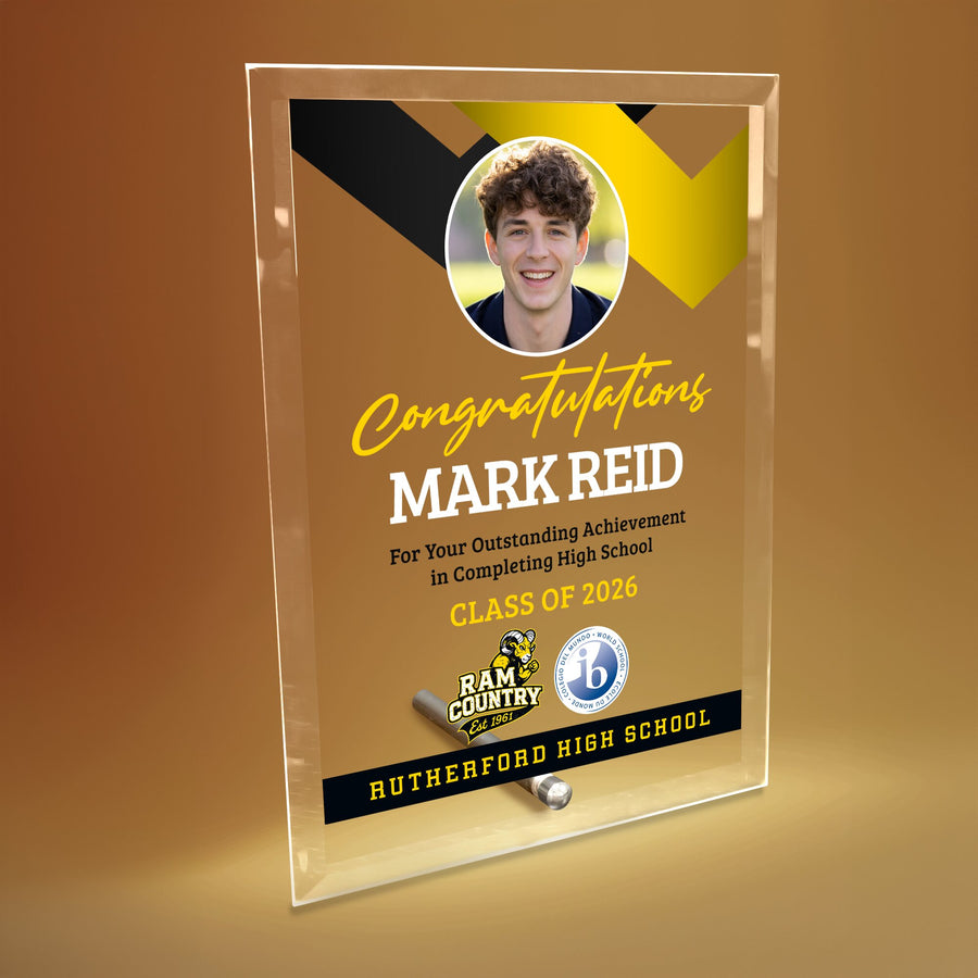 Rutherford High School Glass Plaque Design 1