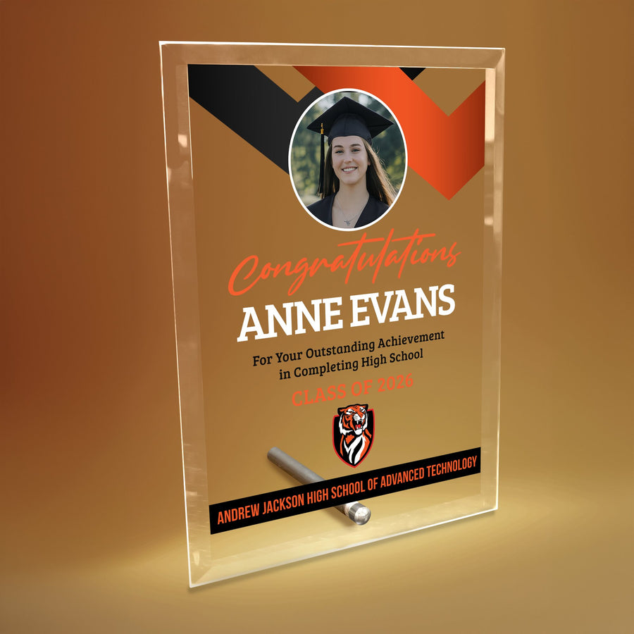 Andrew Jackson High School of Advanced Technology Glass Plaque Design 1