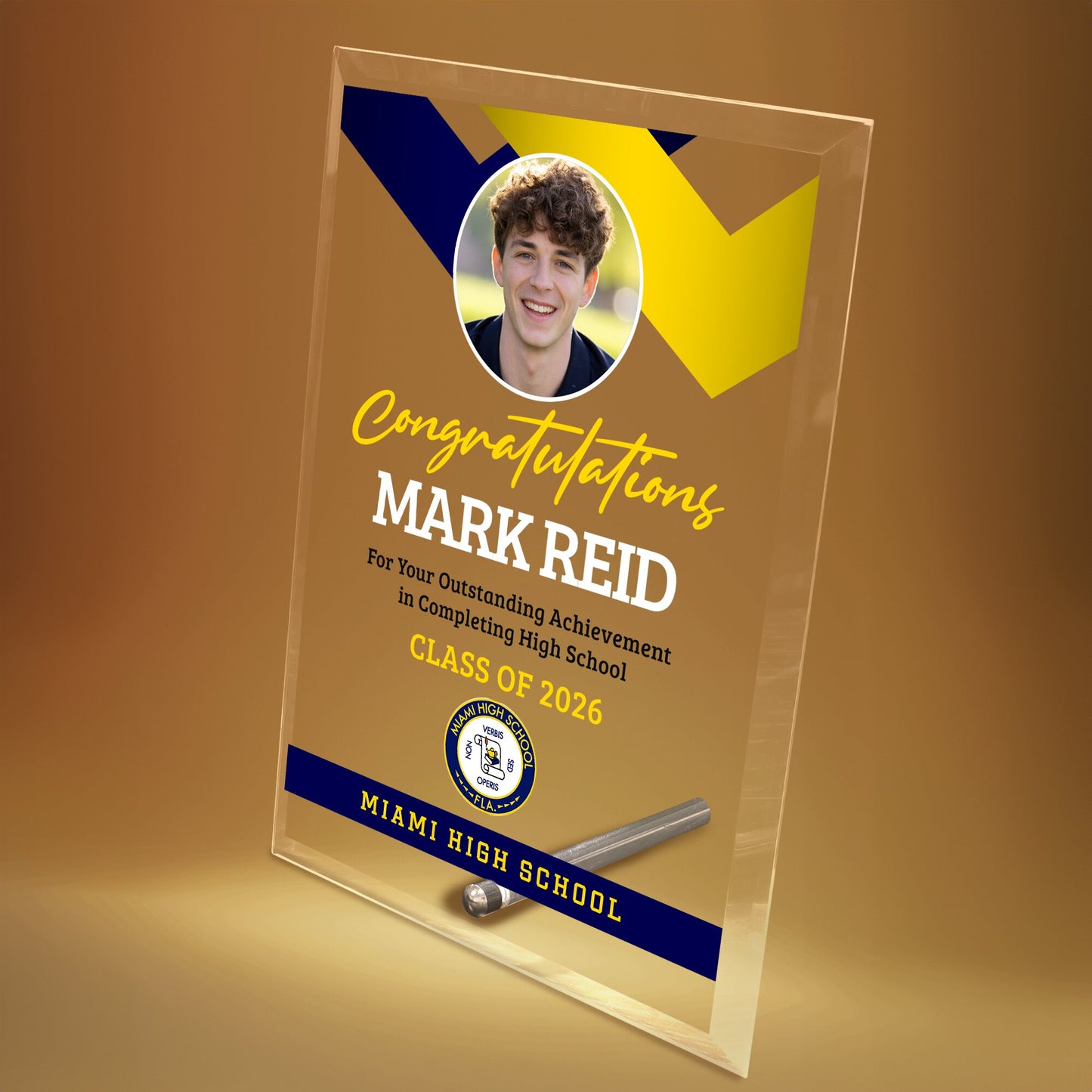 Miami High School Glass Plaque Design 1