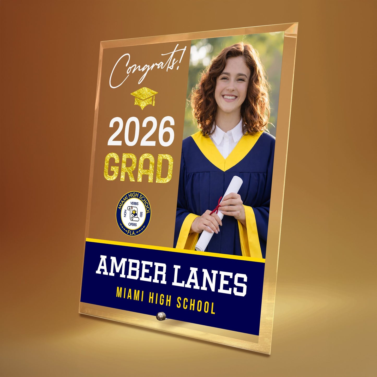 Miami High School Glass Plaque Design 4