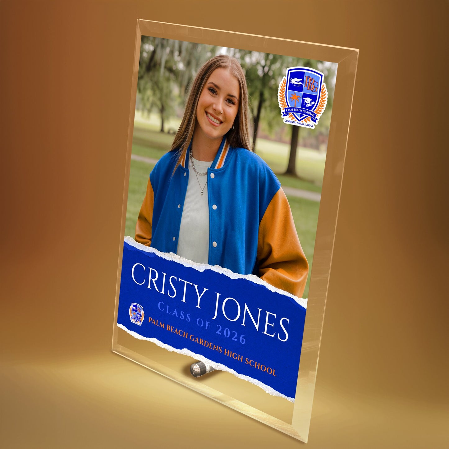 Palm Beach Gardens High School Glass Plaque Design 3