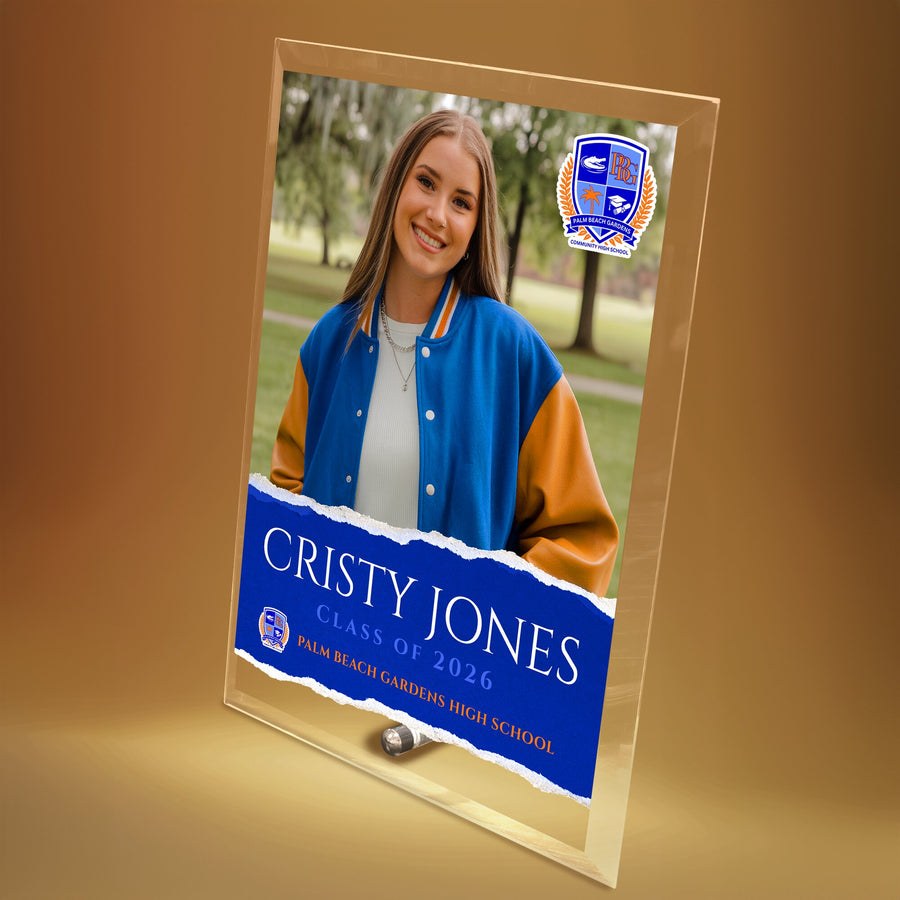 Palm Beach Gardens High School Glass Plaque Design 3