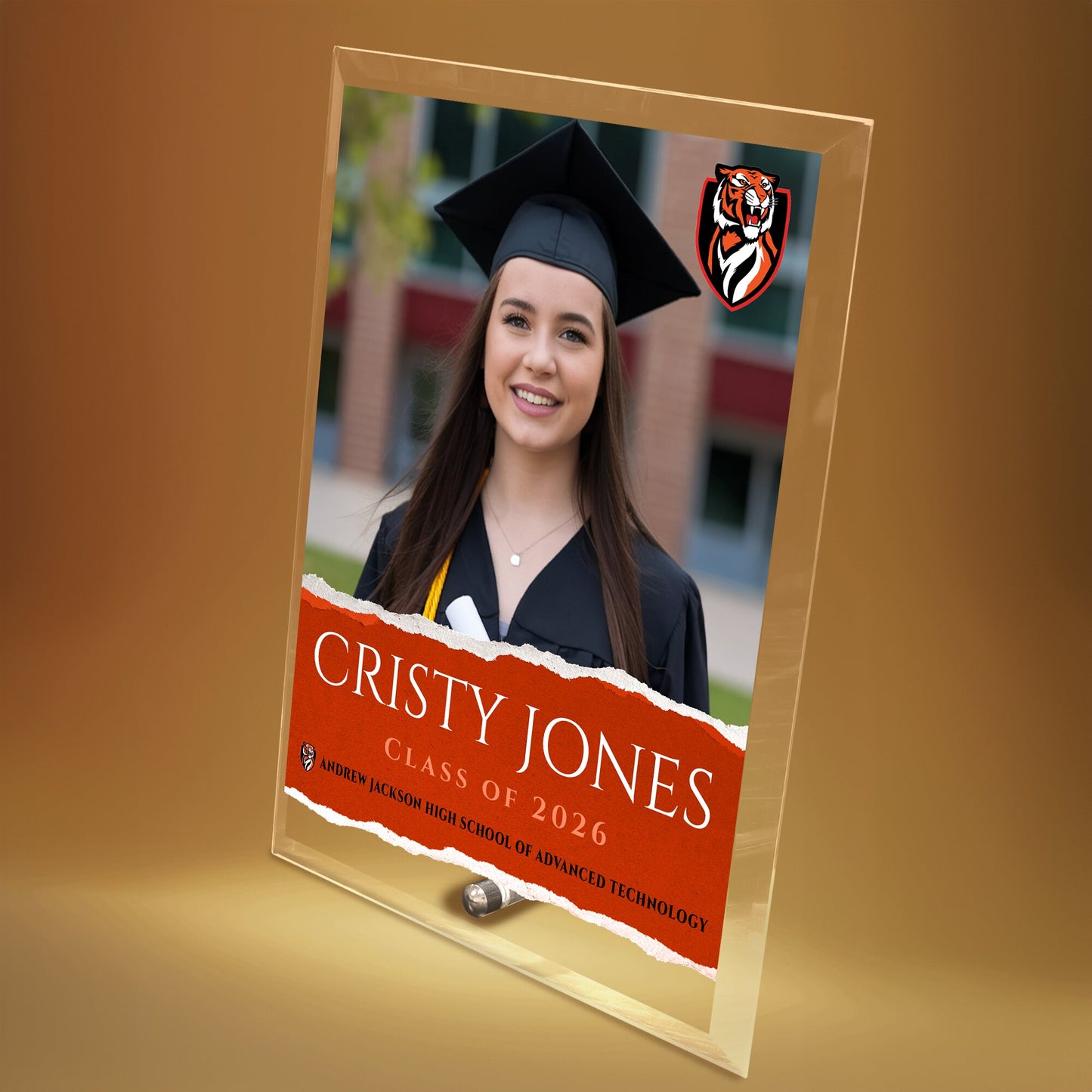 Andrew Jackson High School of Advanced Technology Glass Plaque Design 3