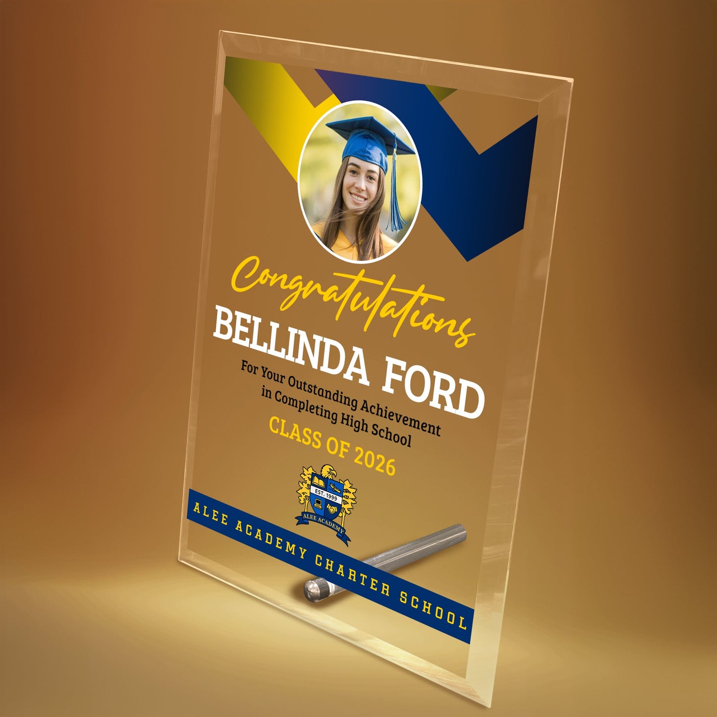 Alee Academy Charter School Glass Plaque Design 1
