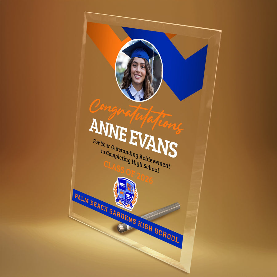 Palm Beach Gardens High School Glass Plaque Design 1