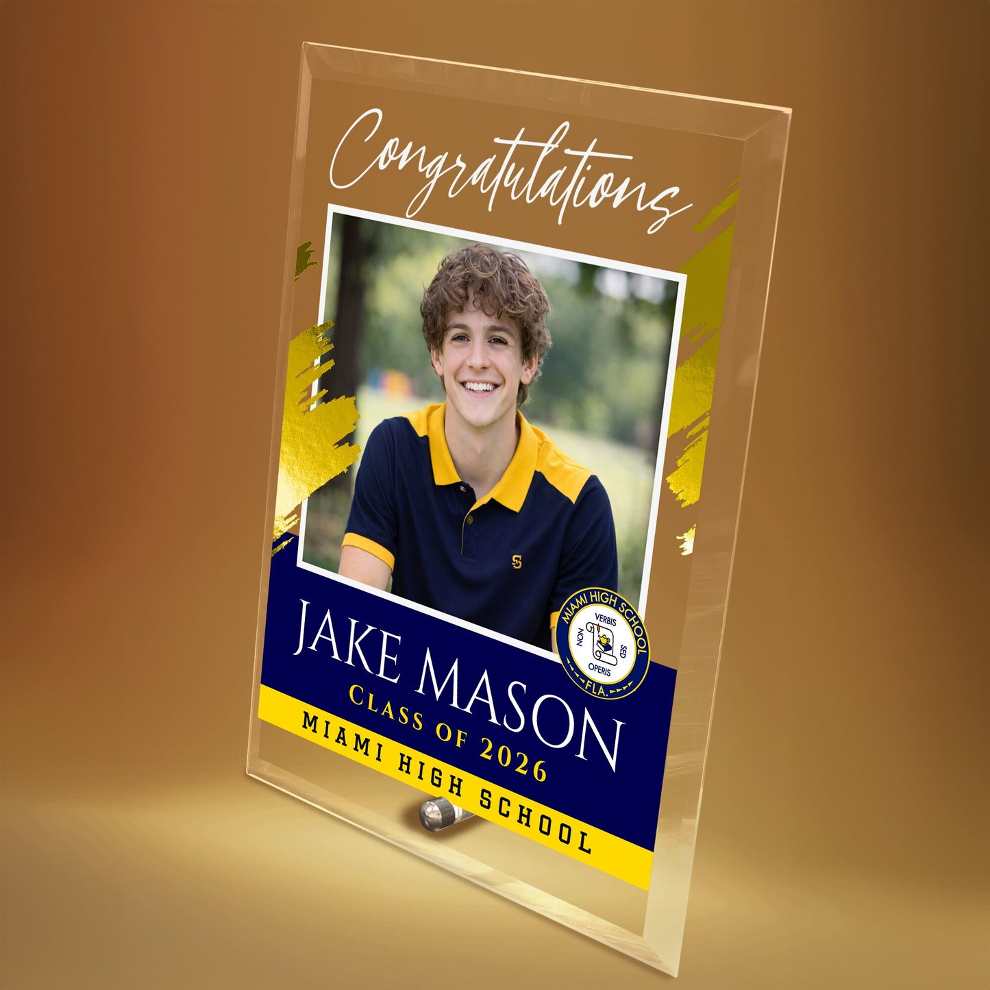 Miami High School Glass Plaque Design 5