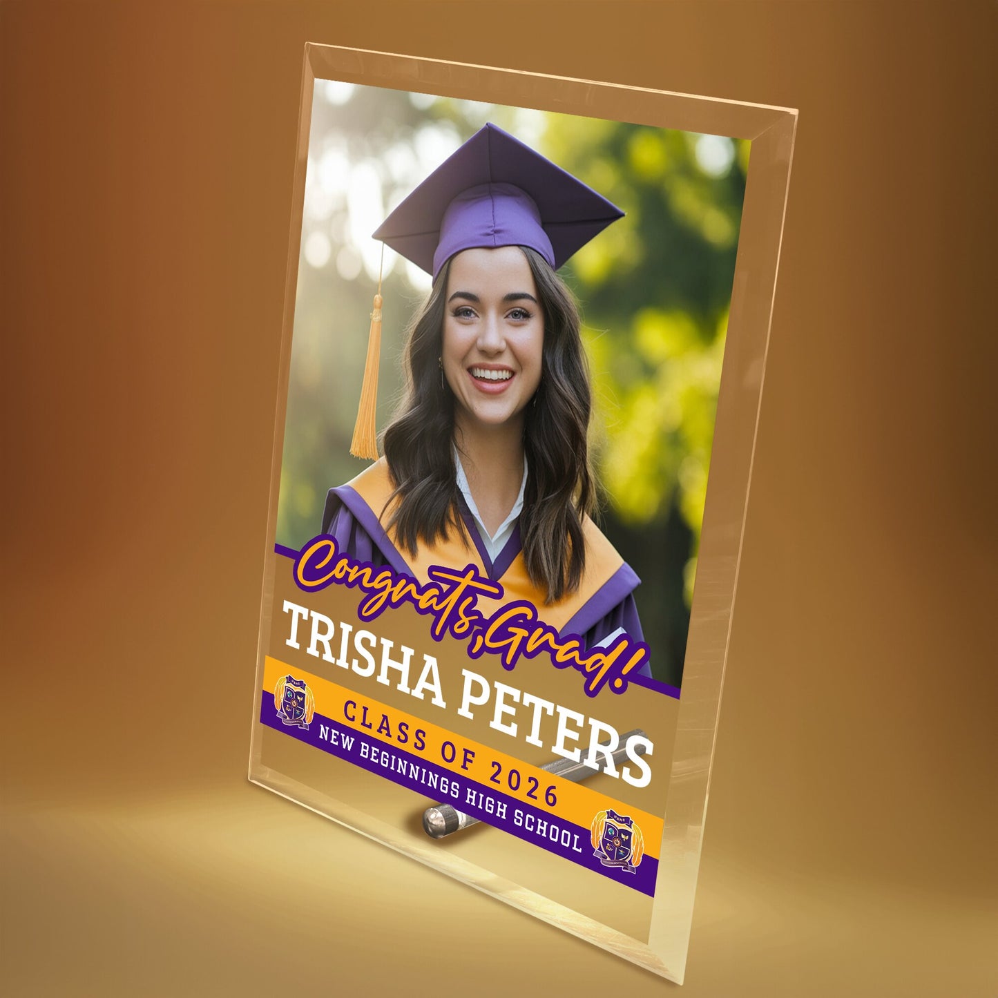 New Beginnings High School Glass Plaque Design 2