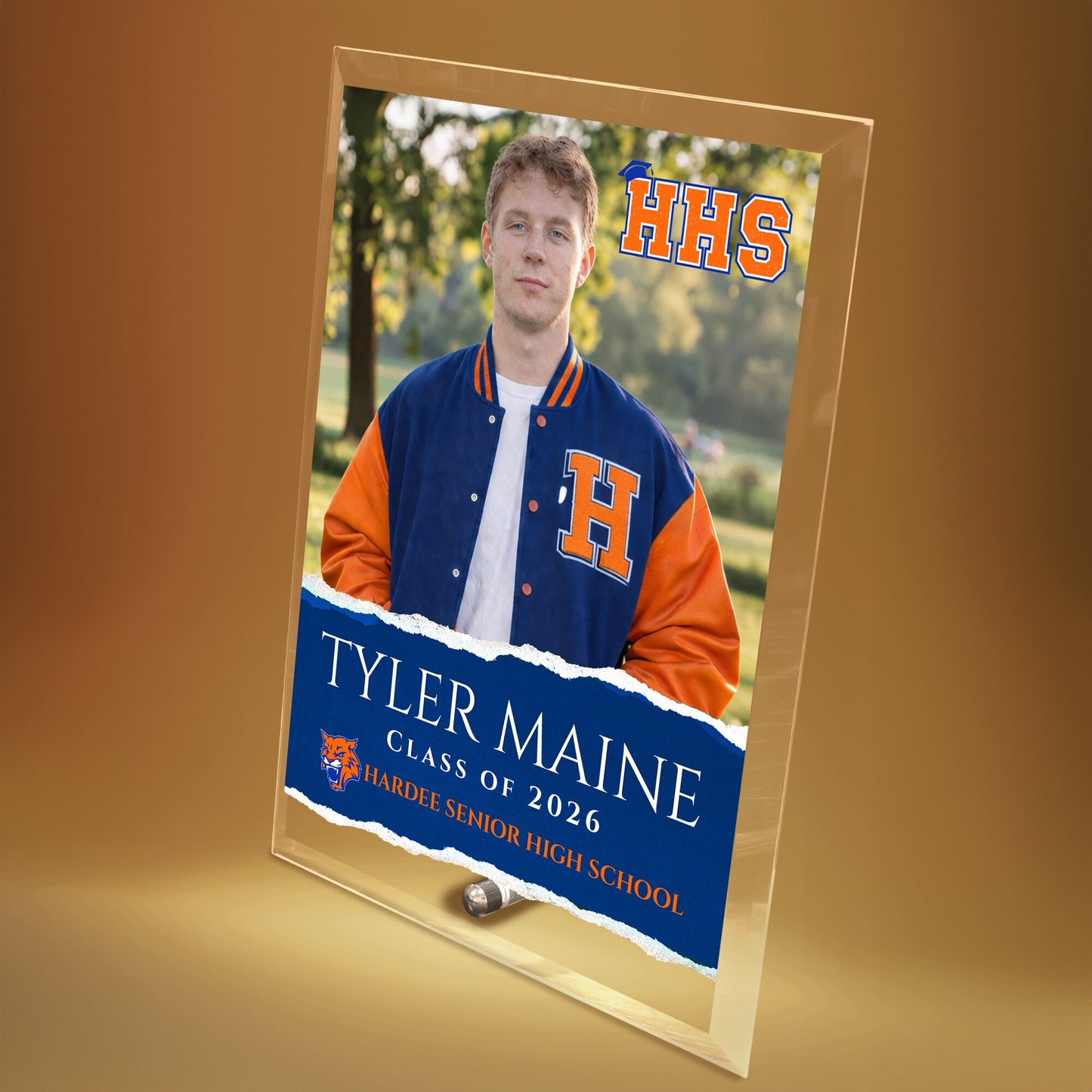 Hardee Senior High School Glass Plaque Design 3