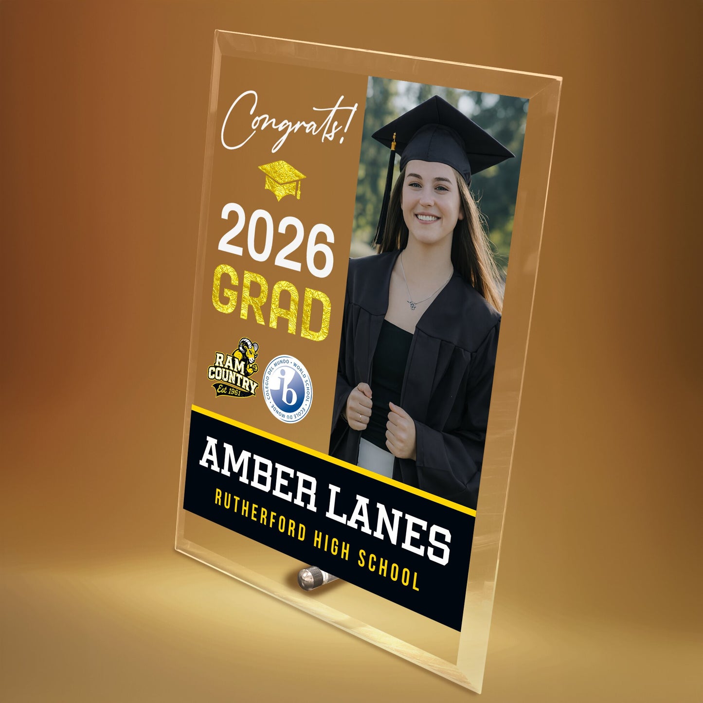 Rutherford High School Glass Plaque Design 4