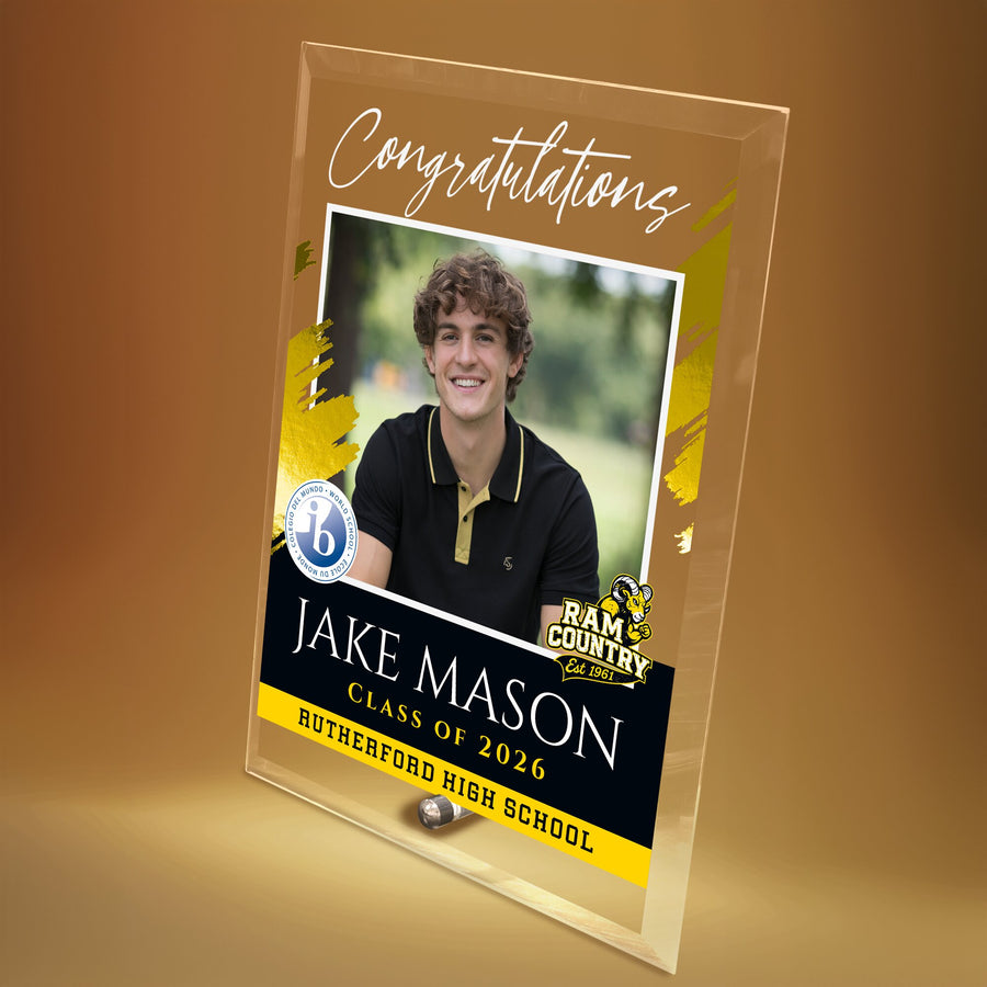 Rutherford High School Glass Plaque Design 5