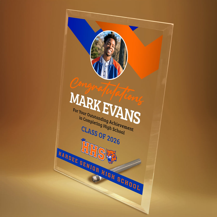 Hardee Senior High School Glass Plaque Design 1