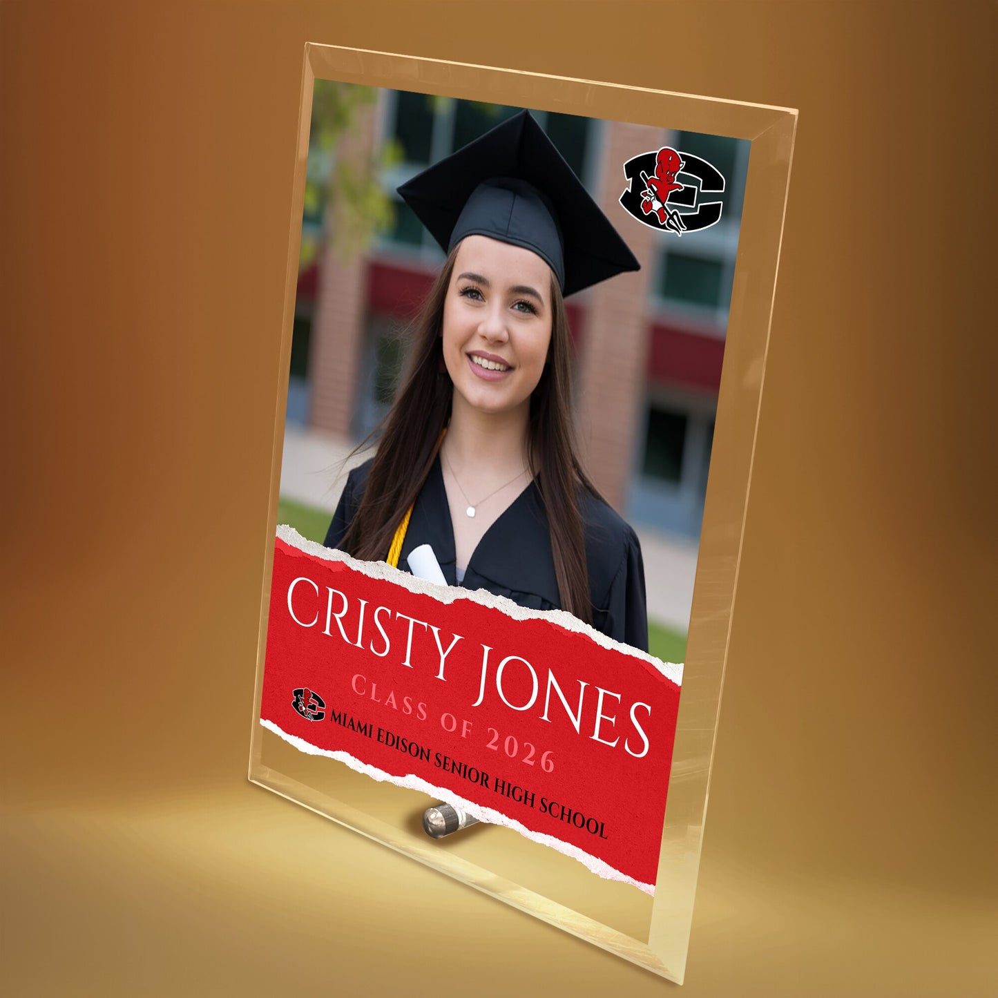Miami Edison Senior High School Glass Plaque Design 3