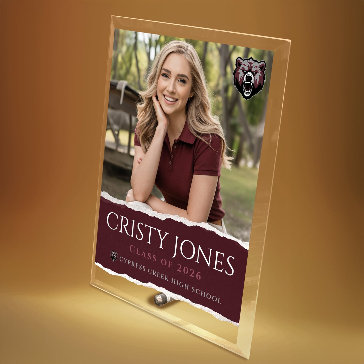 Cypress Creek High School Glass Plaque Design 3