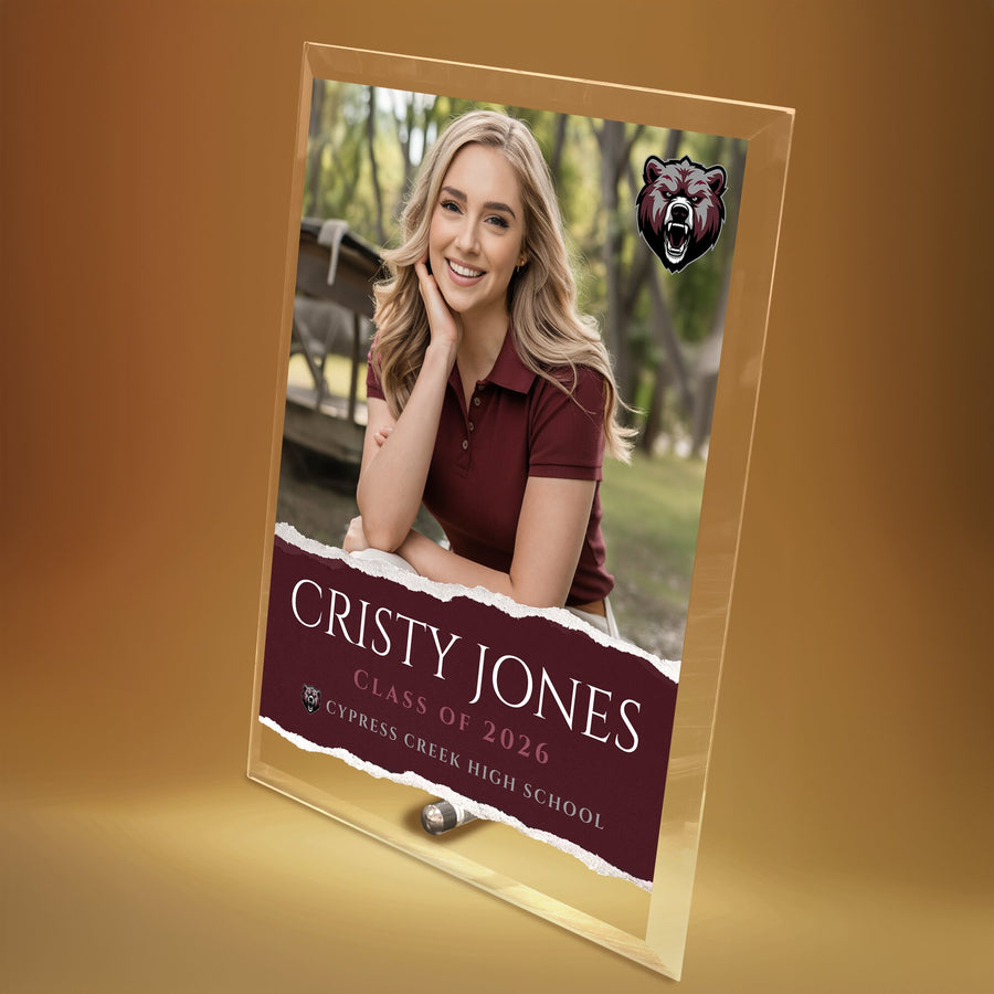 Cypress Creek High School Glass Plaque Design 3