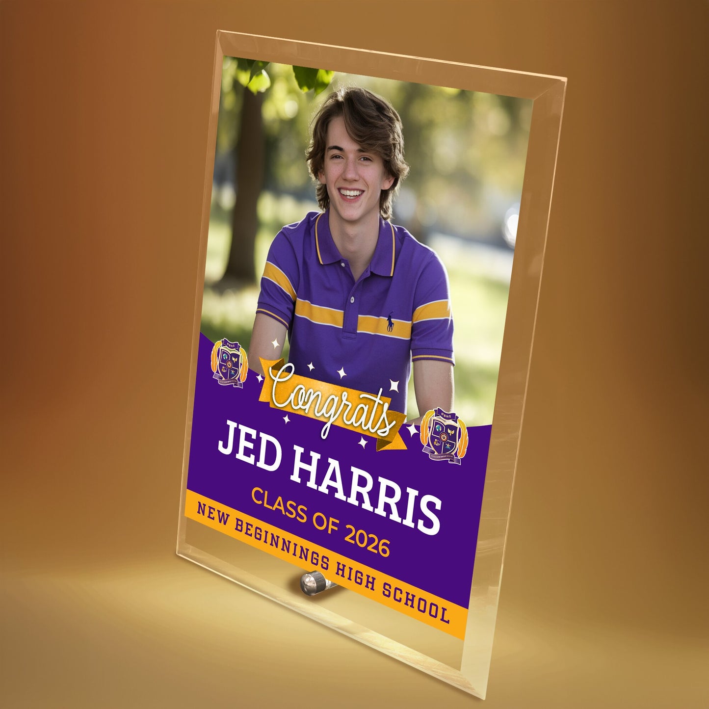 New Beginnings High School Glass Plaque Design 6