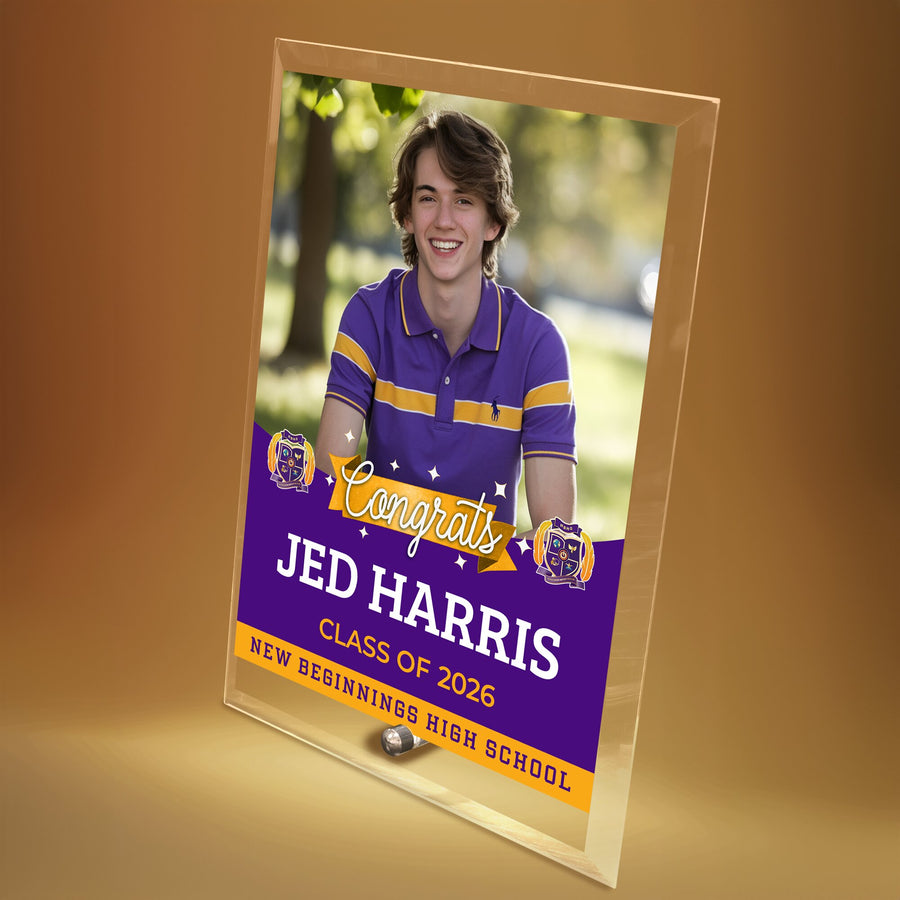 New Beginnings High School Glass Plaque Design 6