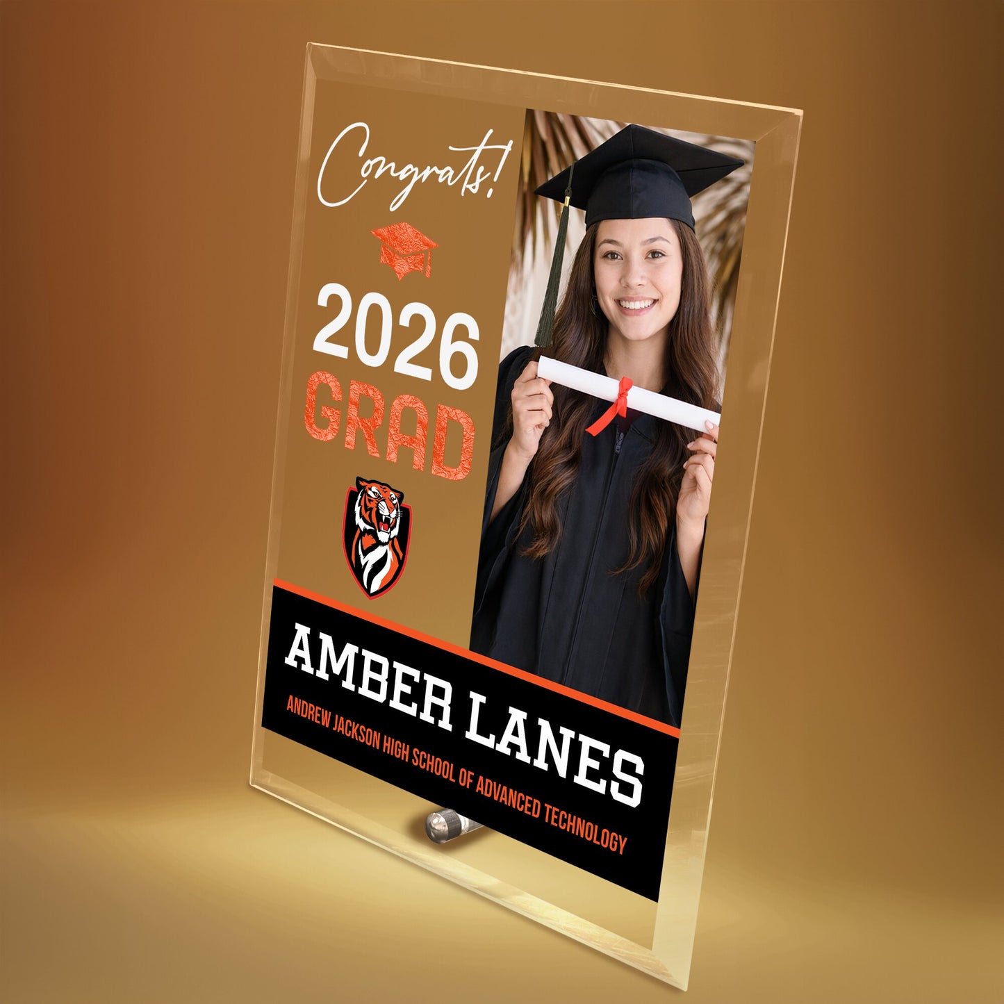 Andrew Jackson High School of Advanced Technology Glass Plaque Design 4