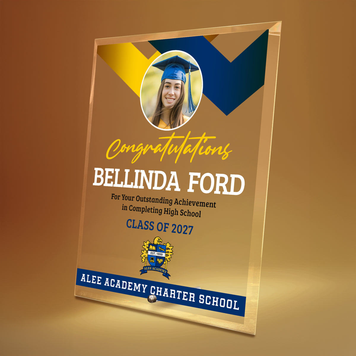 Alee Academy Charter School Glass Plaque Design 1