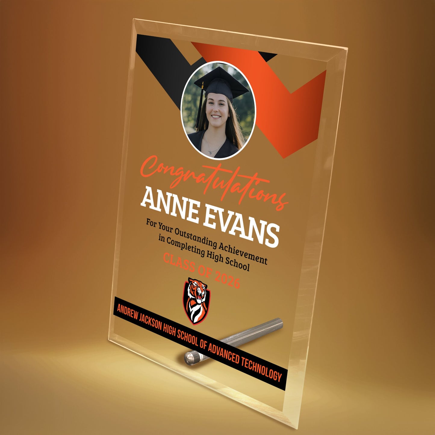 Andrew Jackson High School of Advanced Technology Glass Plaque Design 1