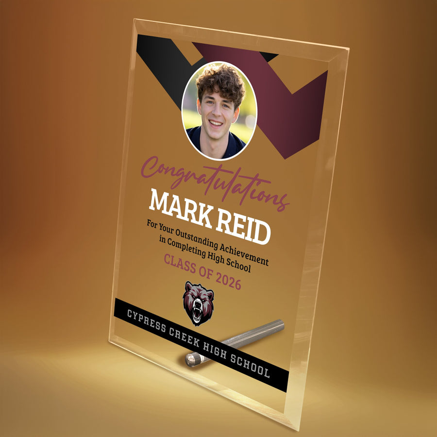 Cypress Creek High School Glass Plaque Design 1