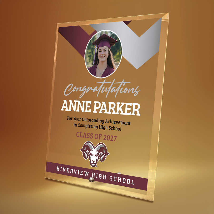 Riverview High School Glass Plaque Design 1