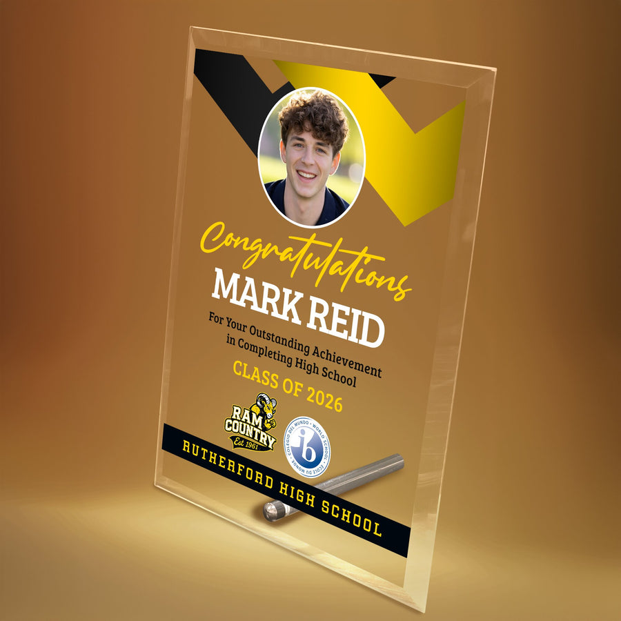 Rutherford High School Glass Plaque Design 1