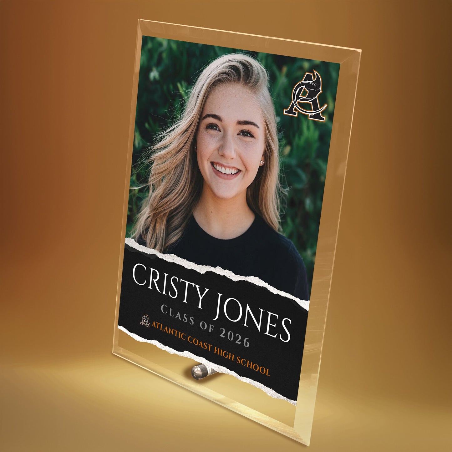 Atlantic Coast High School Glass Plaque Design 3