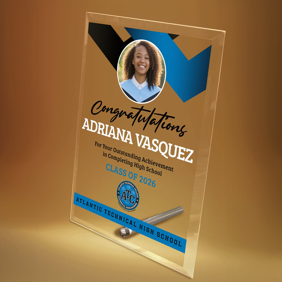Atlantic Technical High School Glass Plaque Design 1