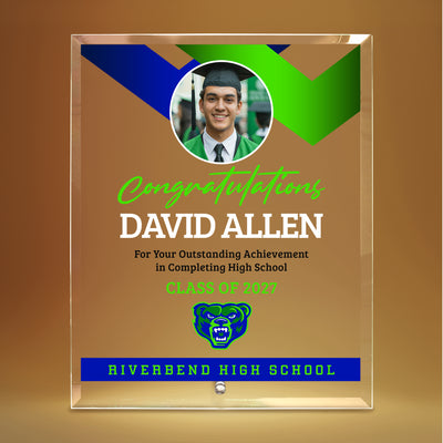 Riverbend High School Glass Plaque Design 1