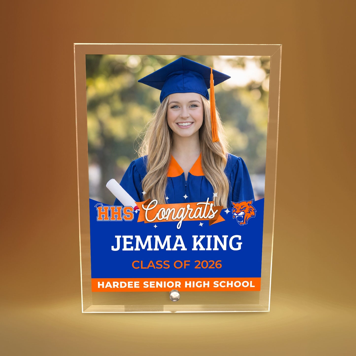 Hardee Senior High School Glass Plaque Design 6