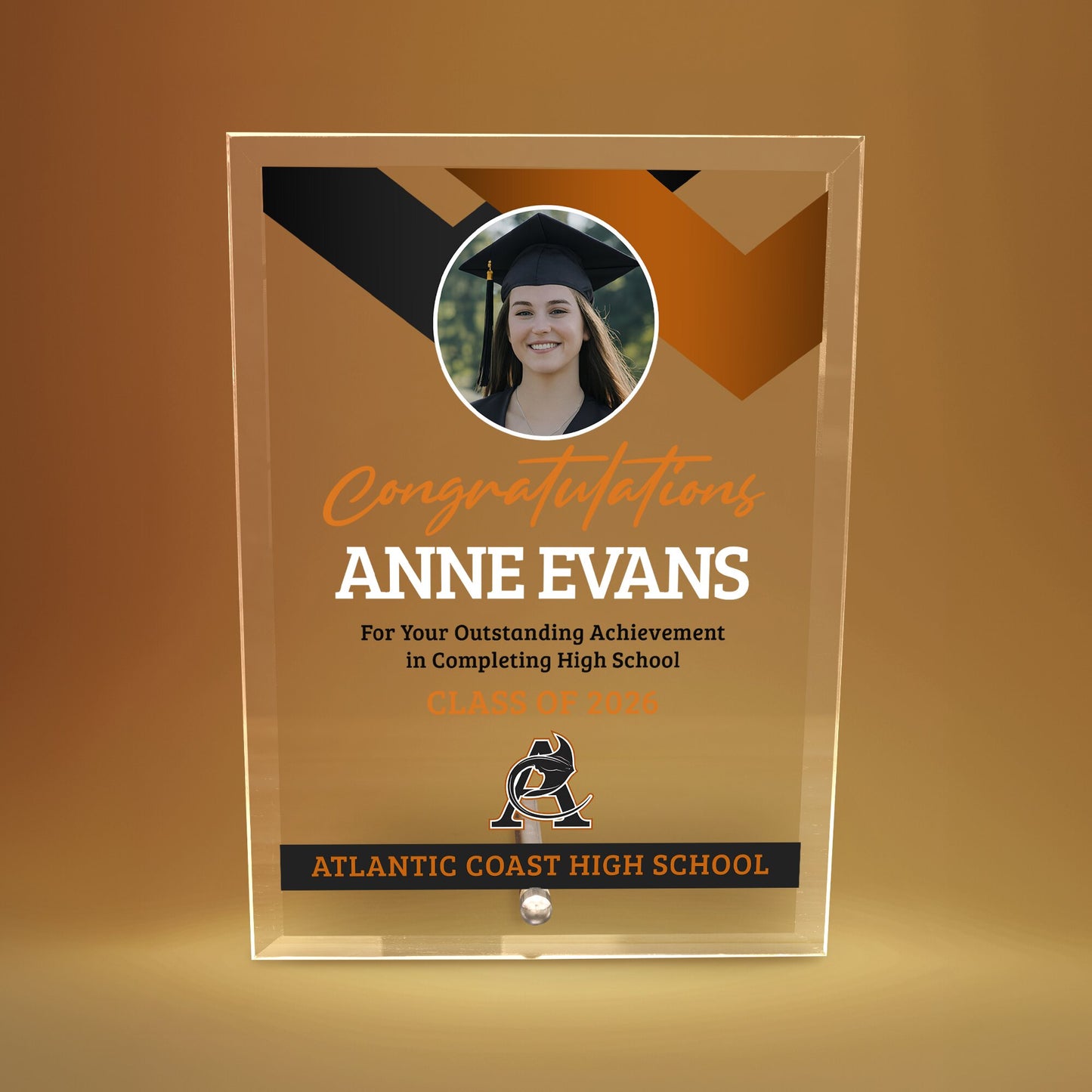 Atlantic Coast High School Glass Plaque Design 1