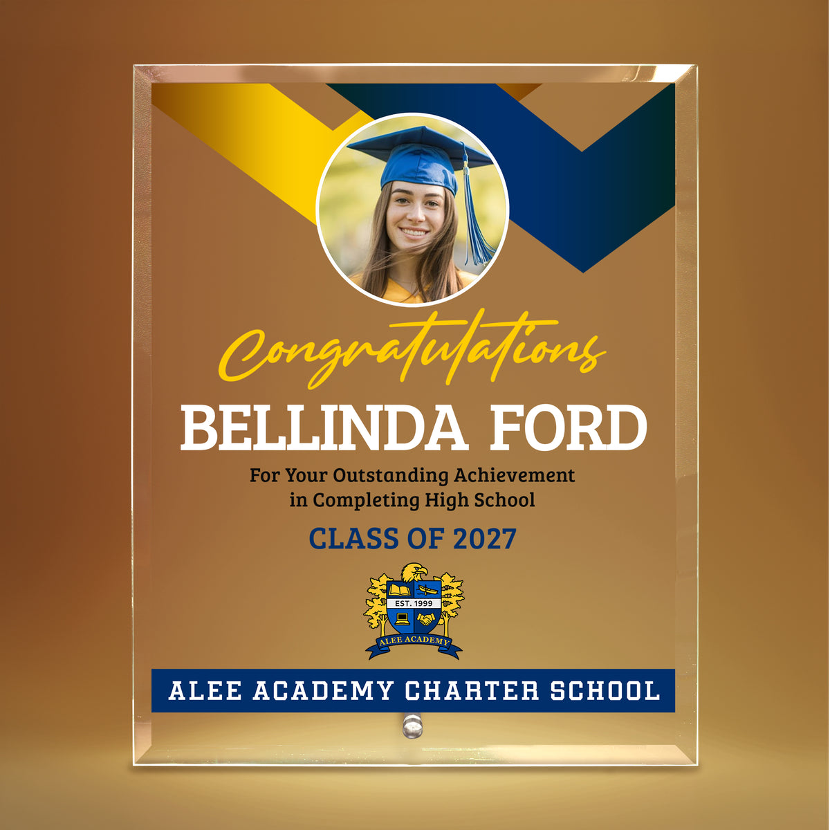 Alee Academy Charter School Glass Plaque Design 1
