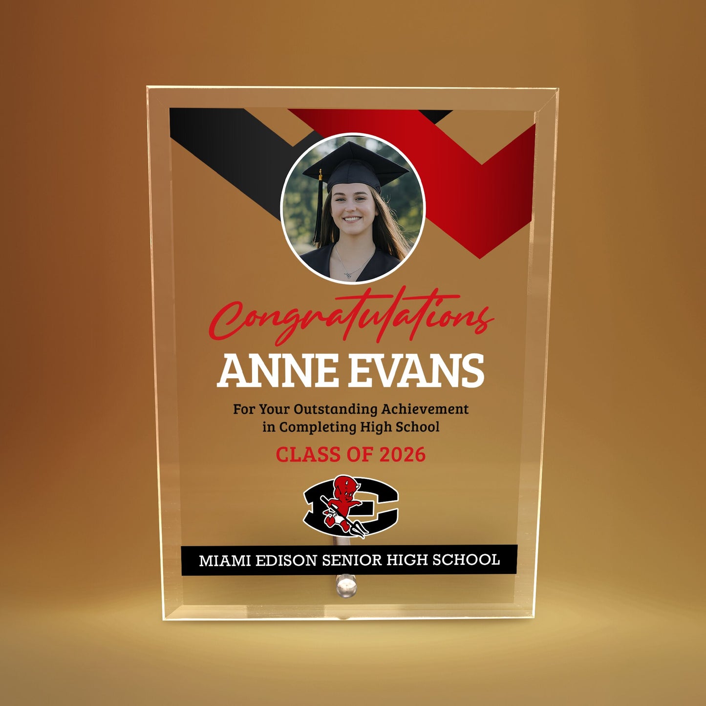 Miami Edison Senior High School Glass Plaque Design 1