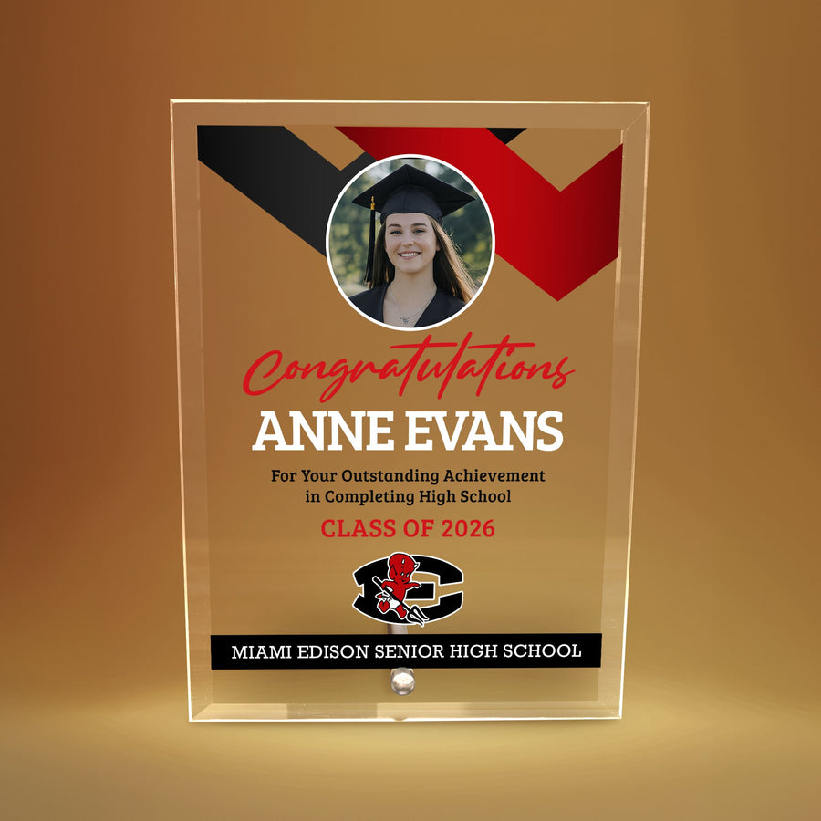 Miami Edison Senior High School Glass Plaque Design 1