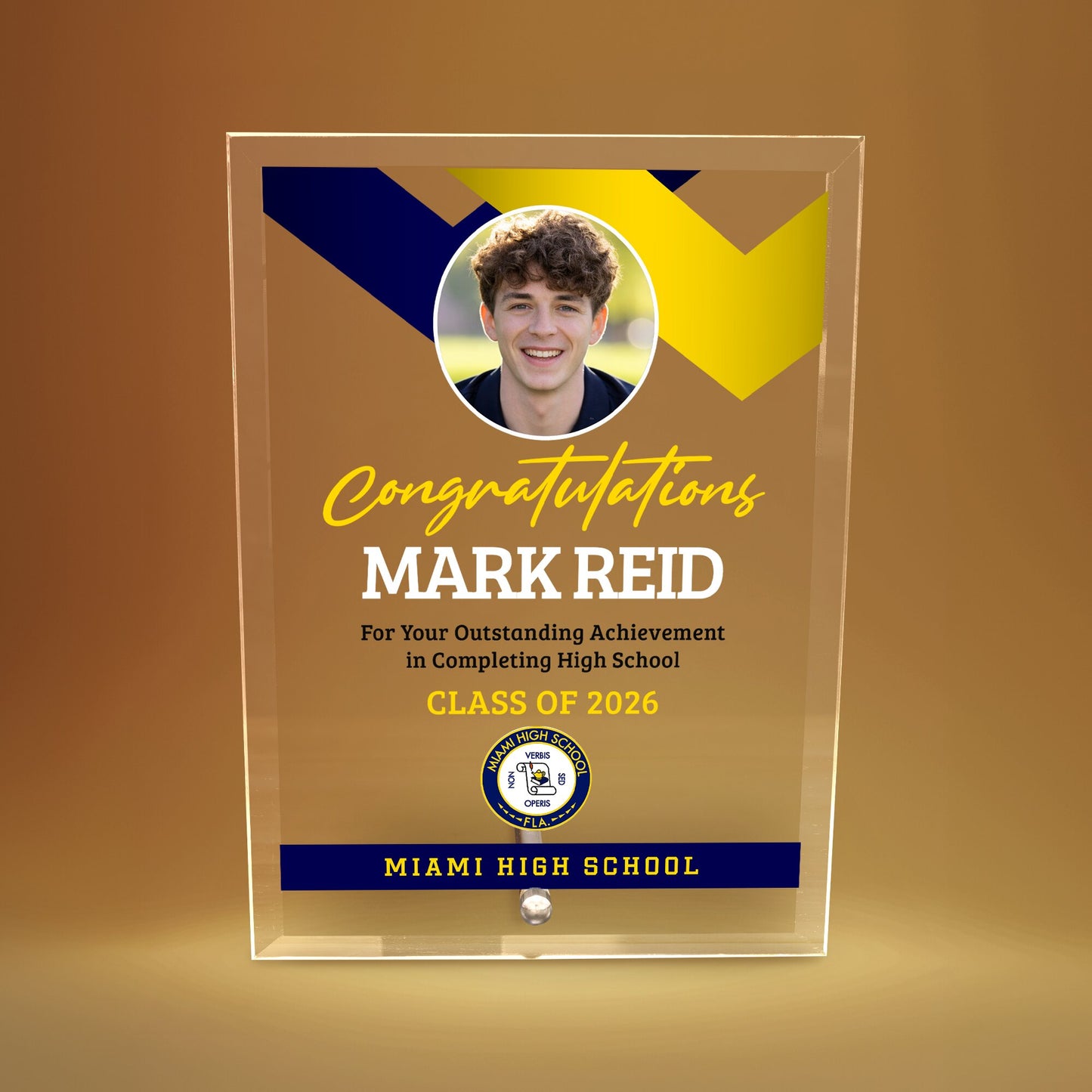 Miami High School Glass Plaque Design 1