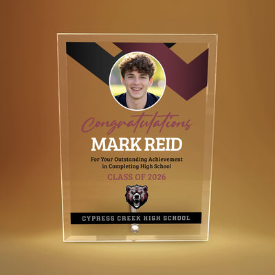 Cypress Creek High School Glass Plaque Design 1