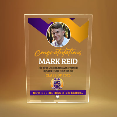 New Beginnings High School Glass Plaque Design 1