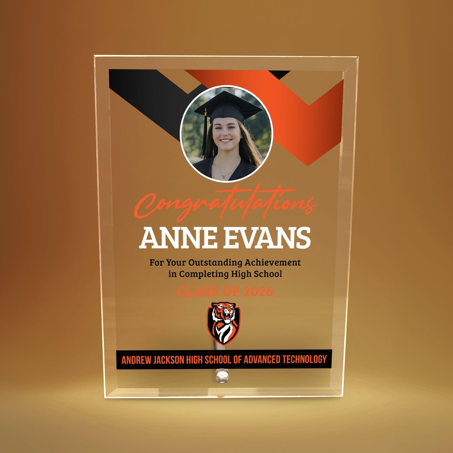 Andrew Jackson High School of Advanced Technology Glass Plaque Design 1