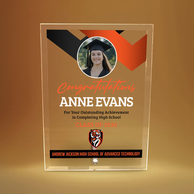 Andrew Jackson High School of Advanced Technology Glass Plaque Design 1