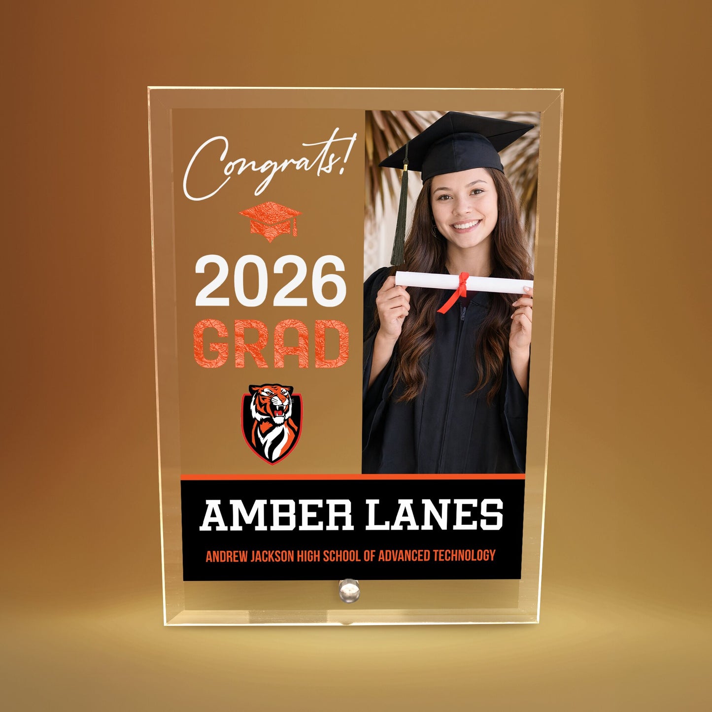 Andrew Jackson High School of Advanced Technology Glass Plaque Design 4
