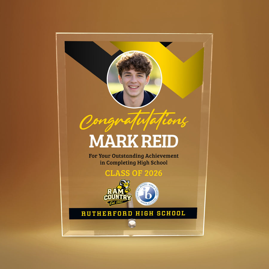Rutherford High School Glass Plaque Design 1